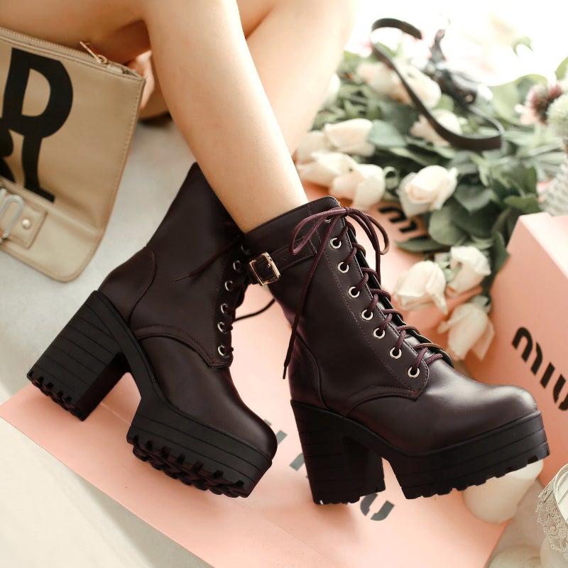 Large Size 40/41/42/43 Size Thick Heel High Heel Pu Martin Boots Women'S Boots Jgb2016N010417 - Image 1