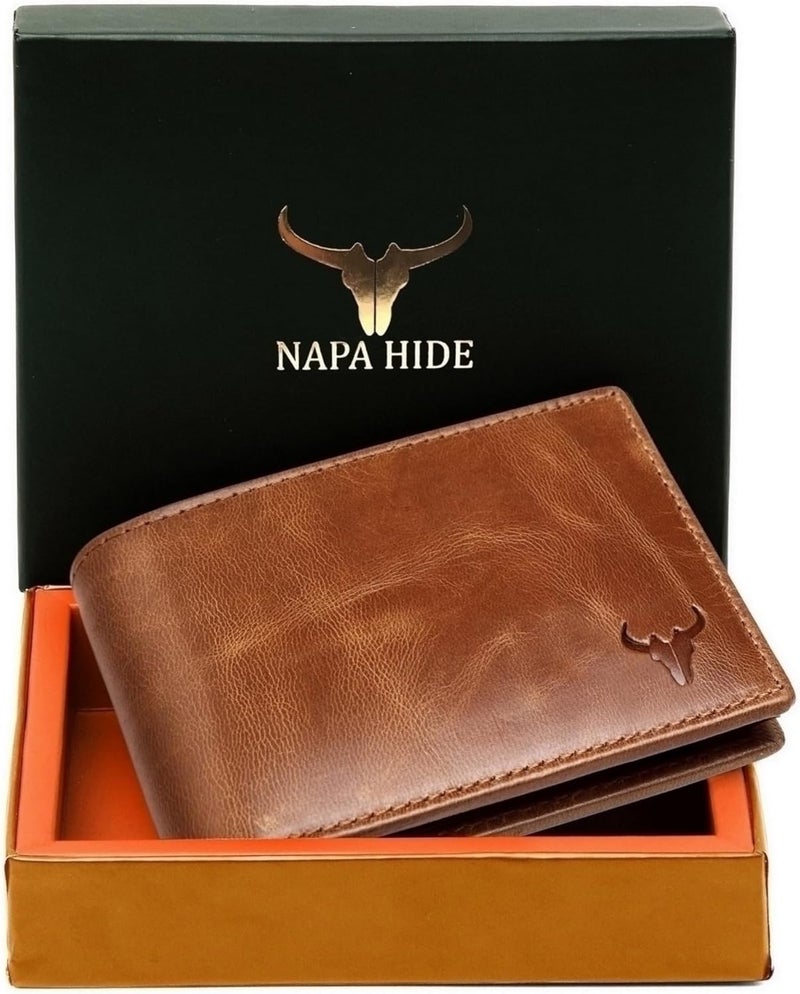 Napa Hide RFID Protected Genuine Leather Wallet for Men (Brn) - Image 1