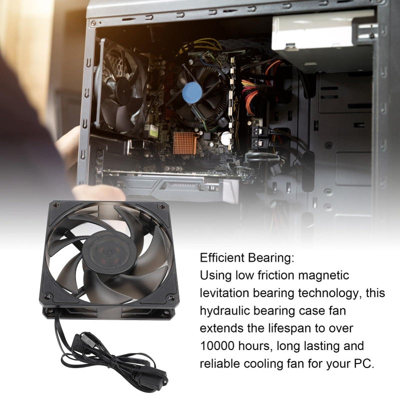 Quiet 120mm Hydraulic Bearing Case Fan 2500rpm PWM 5V ARGB Temperature Control PC Computer Cooling High Efficiency Black - Image 4
