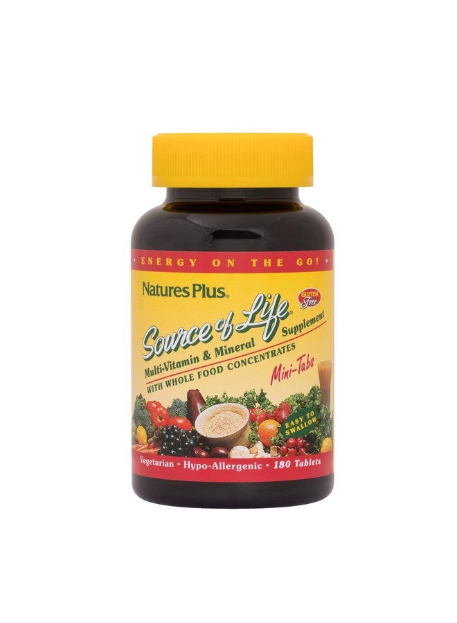 NaturesPlus Natures Plus Source of Life Mini-Tabs - Easy to Swallow Whole Food Multivitamin with Chelated Minerals, Energy Booster - 180 Vegetarian Mini Tablets (30 Servings) - Image 1