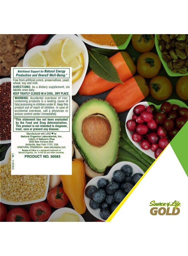 NaturesPlus Natures Plus Source of Life Mini-Tabs - Easy to Swallow Whole Food Multivitamin with Chelated Minerals, Energy Booster - 180 Vegetarian Mini Tablets (30 Servings) - Image 5