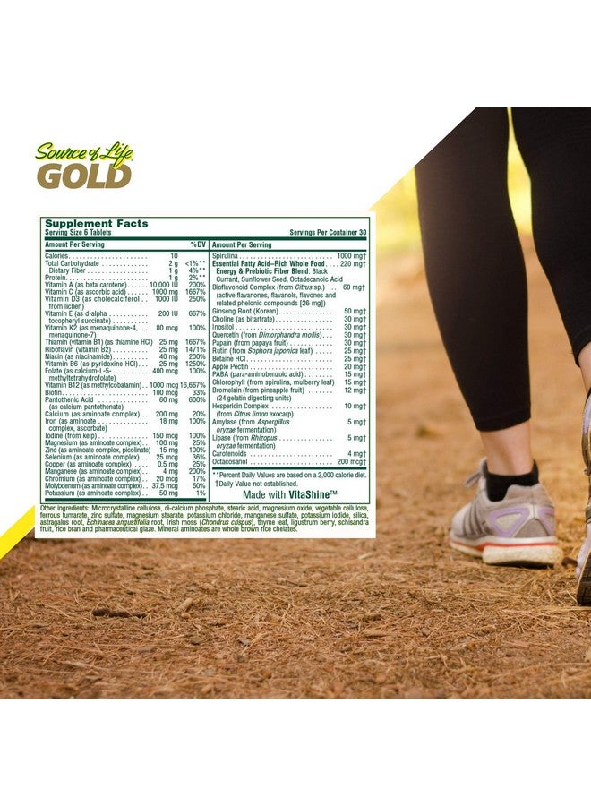 NaturesPlus Natures Plus Source of Life Mini-Tabs - Easy to Swallow Whole Food Multivitamin with Chelated Minerals, Energy Booster - 180 Vegetarian Mini Tablets (30 Servings) - Image 4