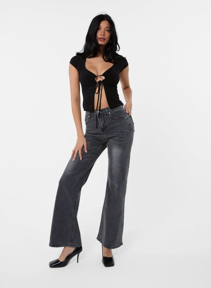 Pink Vanilla  Cap Sleeve Keyhole Crop Top for Women | Best Price UAE