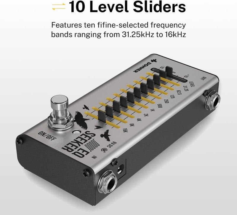 Donner EQ Seeker 10 Band Equalizer Pedal for Guitar and Bass - True Bypass - Image 4
