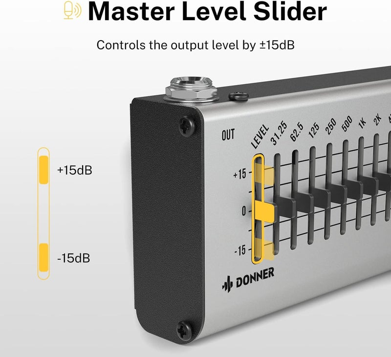 Donner EQ Seeker 10 Band Equalizer Pedal for Guitar and Bass - True Bypass - Image 2