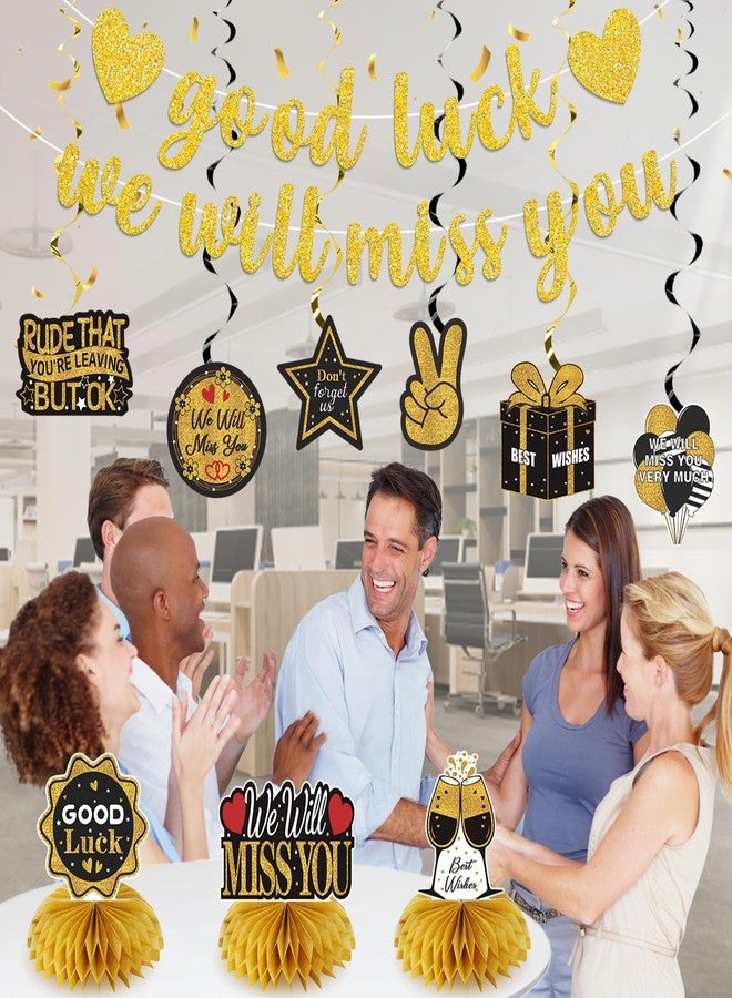 Uiorgui Going Away Party Decorations, Good Luck We Will Miss You Decorations Banner Farewell Decorations Party Supplies Kit Retirement Goodbye Party Decorations Table Centerpieces Hanging Swirls - Image 4