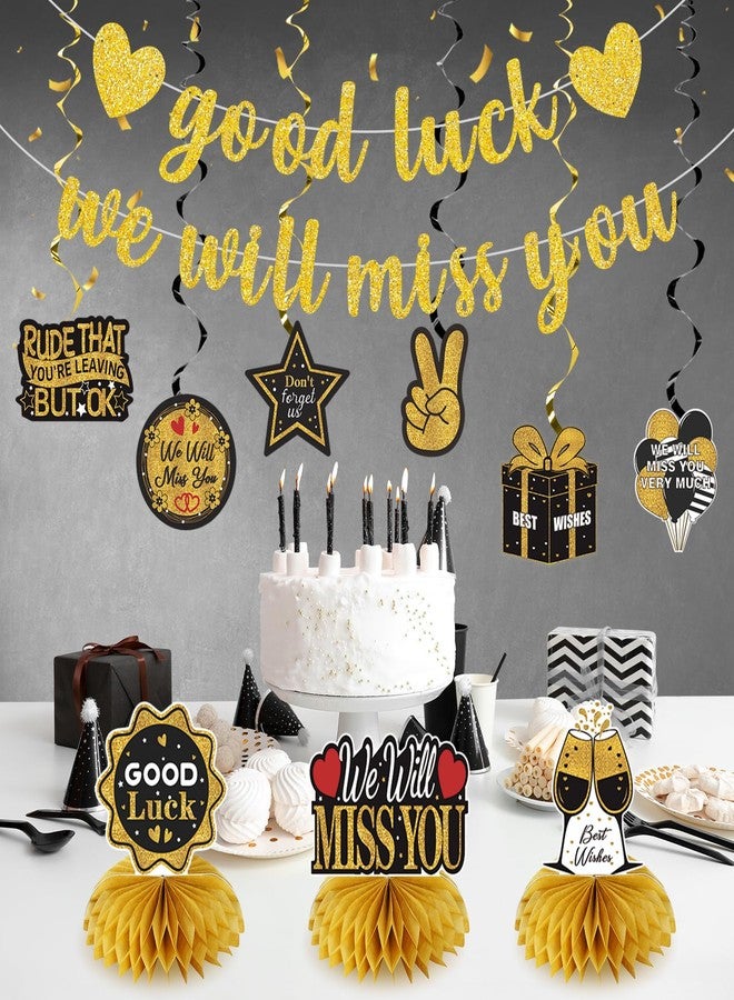 Uiorgui Going Away Party Decorations, Good Luck We Will Miss You Decorations Banner Farewell Decorations Party Supplies Kit Retirement Goodbye Party Decorations Table Centerpieces Hanging Swirls - Image 3