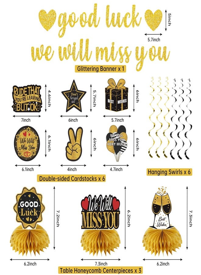 Uiorgui Going Away Party Decorations, Good Luck We Will Miss You Decorations Banner Farewell Decorations Party Supplies Kit Retirement Goodbye Party Decorations Table Centerpieces Hanging Swirls - Image 2