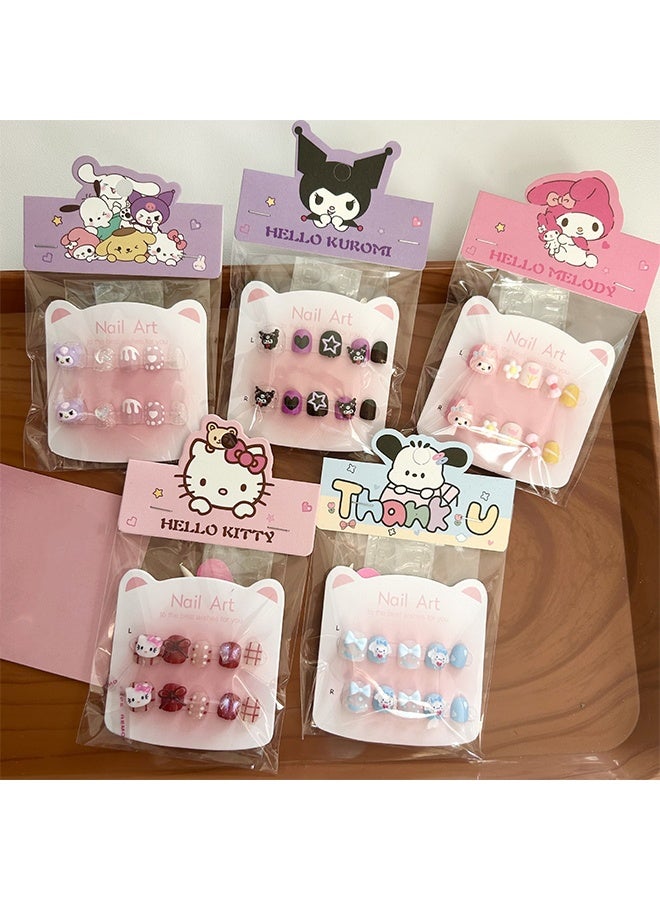 Sanrio False Nail Set, Kids Press on Nails Grils, Kids Makeup Toys, Self Adhesive Nails, Multicolour - Image 1