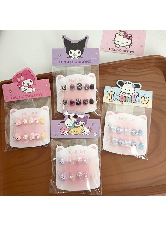 Sanrio False Nail Set, Kids Press on Nails Grils, Kids Makeup Toys, Self Adhesive Nails, Multicolour - Image 4