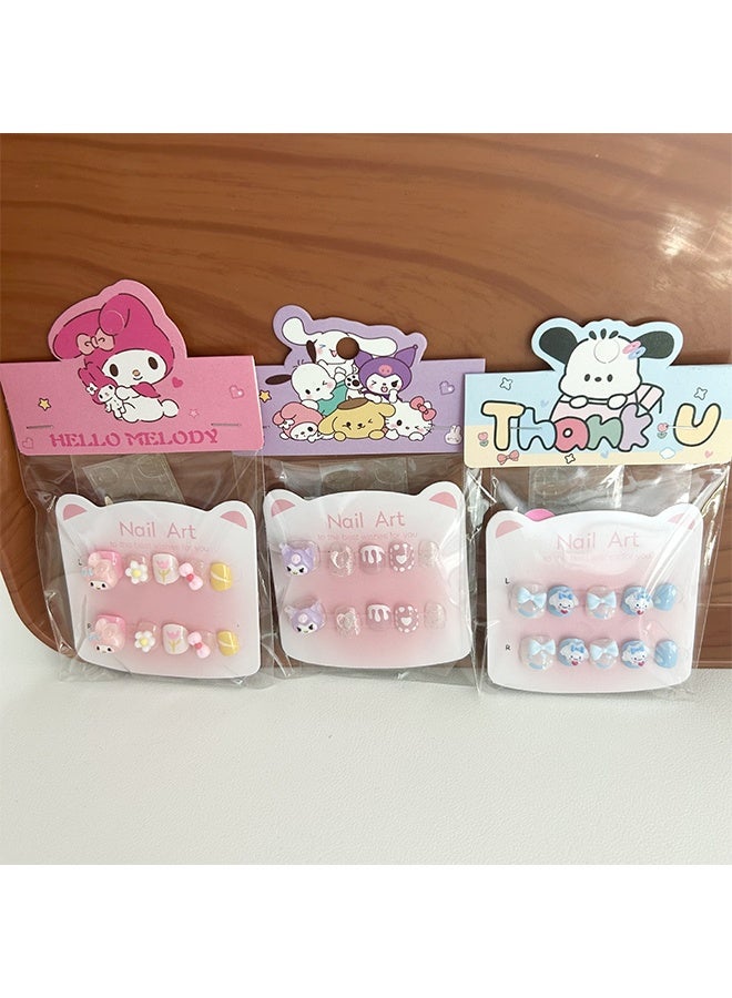 Sanrio False Nail Set, Kids Press on Nails Grils, Kids Makeup Toys, Self Adhesive Nails, Multicolour - Image 3