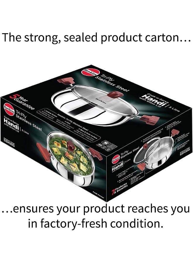 Hawkins هاوكينز وعاء طهي وخدمة سعة 2 لتر مع غطاء زجاجي، متوافق مع الحث، وعاء طهي، قدر صلصة (Ssh20G) - Image 5