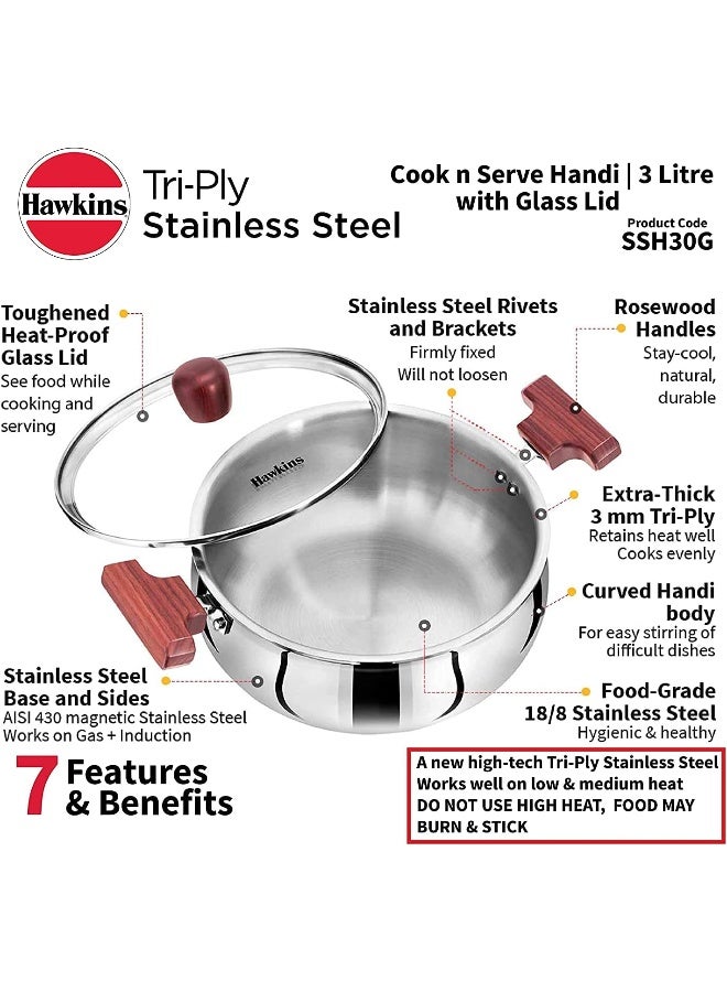 Hawkins هاوكينز وعاء طهي وخدمة سعة 2 لتر مع غطاء زجاجي، متوافق مع الحث، وعاء طهي، قدر صلصة (Ssh20G) - Image 2