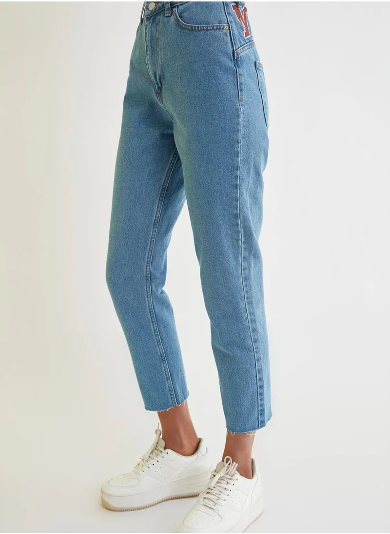 trendyol Printed High Waist Mom Jeans