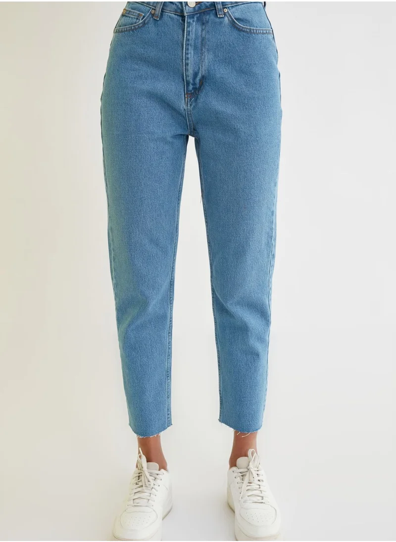trendyol Printed High Waist Mom Jeans