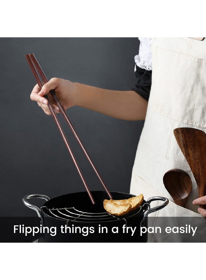 Donxote Wooden Noodles Kitchen Cooking Frying Chopsticks 16.5 Inches Brown Extra Long Set of 2 Pairs - Image 4