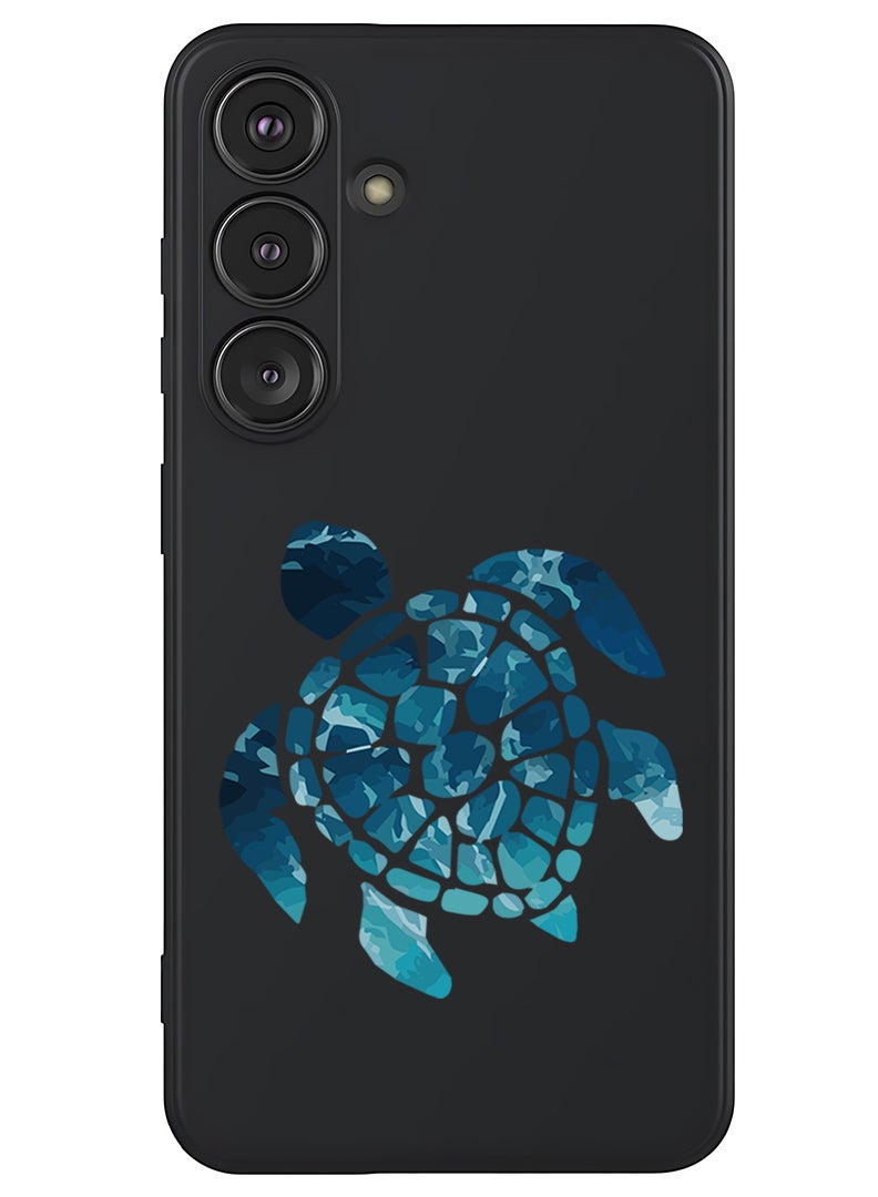 Theodor Protective Slim Fit Case Liquid Silicone Cover with Full Body Protection Anti-Scratch Shockproof Case For Samsung Galaxy S25 (Black) - Blue Turtle - Image 1
