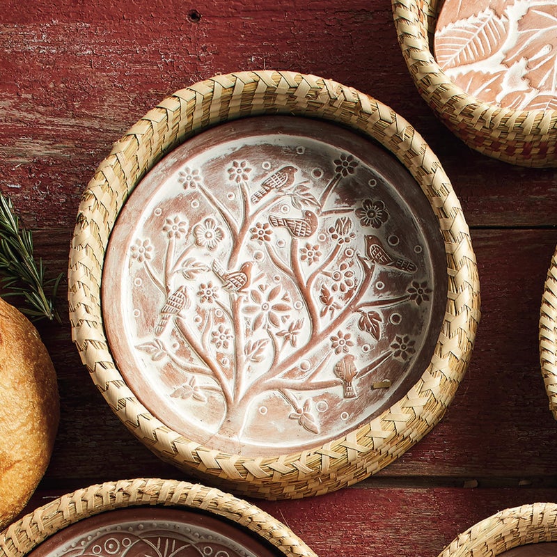 Better World Bio Bread Basket with Terracotta Warmer, Bread Basket for Serving, Sized 11.5" w x 11.5" l x 3.5" h, Nature Inspired Birds of a Feather Design - Image 3