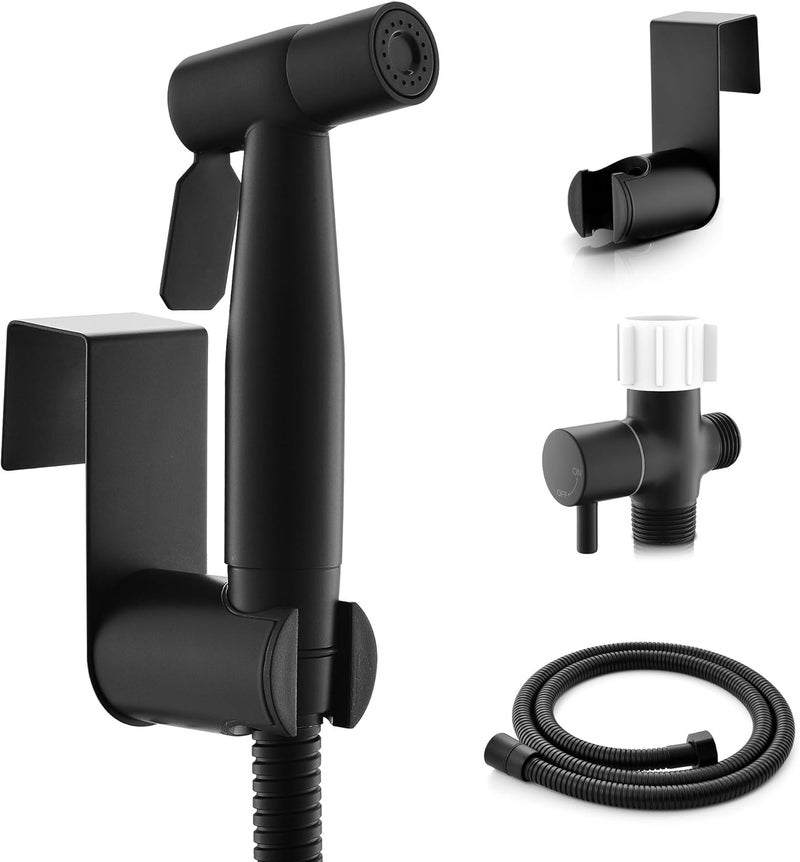 LUFEIDRA Handheld Toilet Bidet Sprayer for Toilet-Adjustable Water Pressure Control with Bidet Hose for Feminine Wash, Stainless Steel Brushed Nickel Cloth Diaper for Baby Wash (Matte Black, 1 Pack) - Image 1