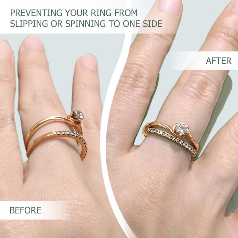 Kueroami Ring Size Adjuster for Women Men with Loose Rings, 14-Pc 2-in-1 Tightener Kit with Gold Spiral Sizer & Clear Guard for Too Big Engagement Wedding Band, Inserts Reducers to Make Smaller 0.5-1.5 - Image 5