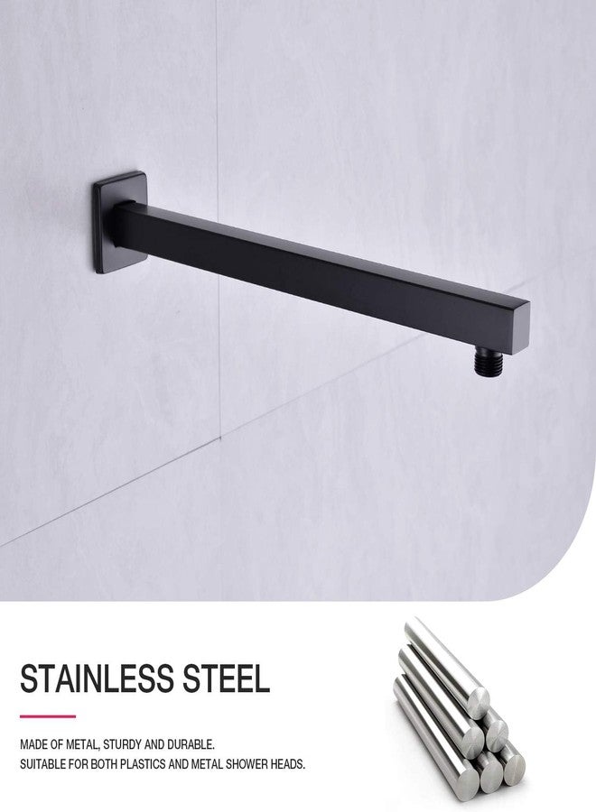 TOSCH Stainless Steel 304 Rectangle Premium Shower Arm for Overhead Showers with FLANGE (21 Inches, Black Matte Finish) (Only Shower Arm) - Image 2