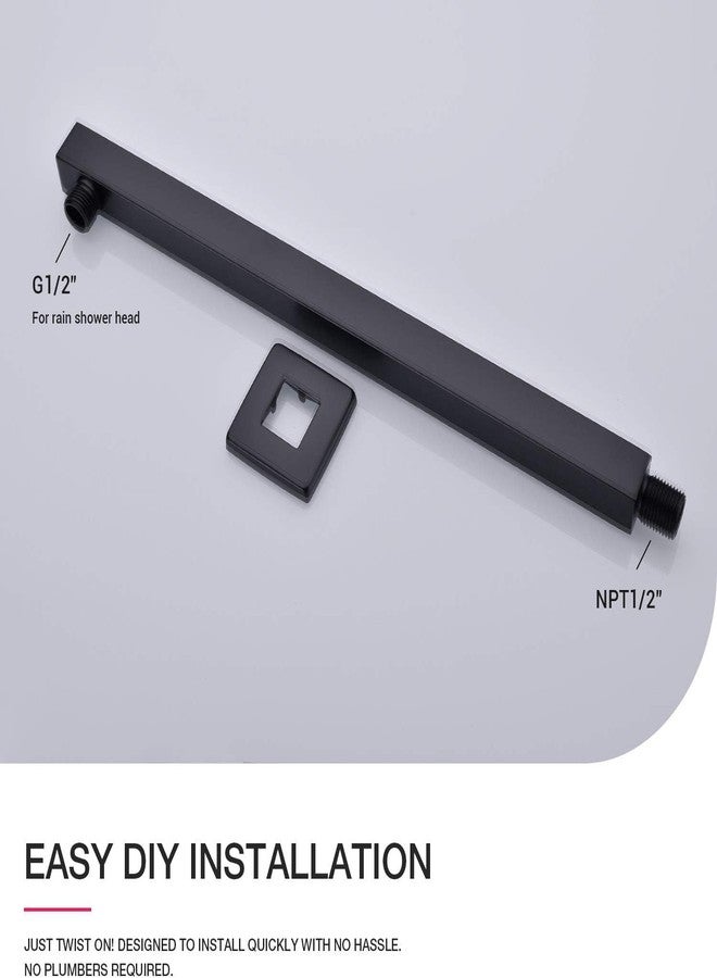 TOSCH Stainless Steel 304 Rectangle Premium Shower Arm for Overhead Showers with FLANGE (21 Inches, Black Matte Finish) (Only Shower Arm) - Image 3