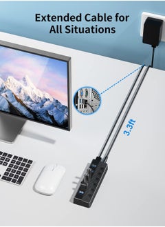 KASTWAVE 6-Port USB 3.0 Hub, USB Splitter for Laptop with Individual On/Off Switches and Light, 3ft Long Cord, USB Port Hub Extension for PC and Computer[Multiple USB Port] 6 USB data transfer ports make it ve  - Image 5