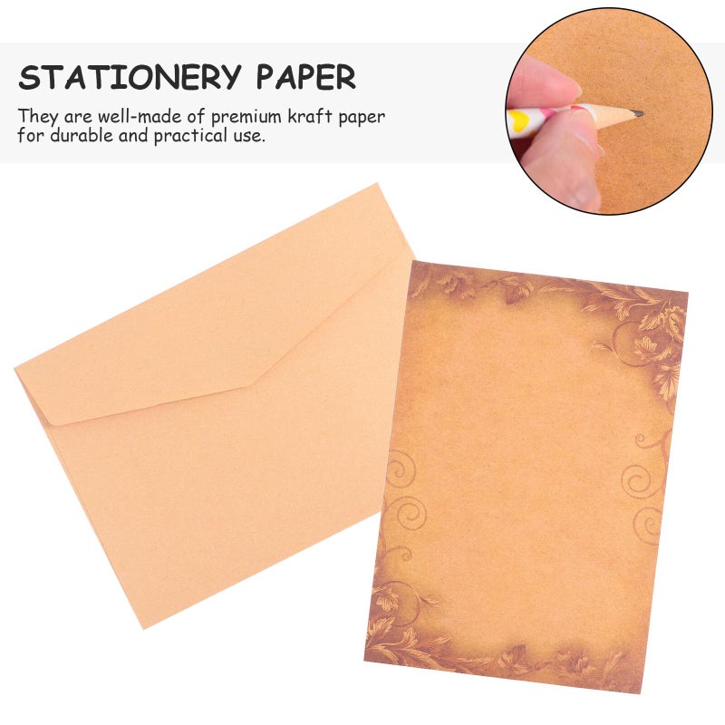 Vintage Kraft Paper Envelopes and Writing Paper Kit Set of 3 for Letters - Image 4