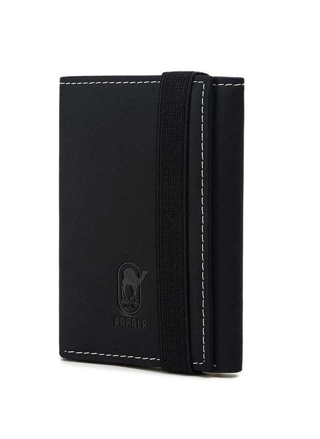 RAHALA RA100 Genuine Leather Multiple Card Slots Casual Trifold Wallet - Black  - Image 1