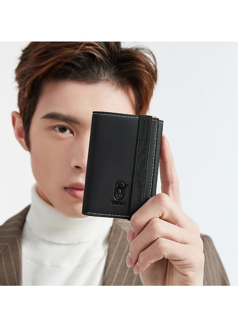 RAHALA RA100 Genuine Leather Multiple Card Slots Casual Trifold Wallet - Black  - Image 2