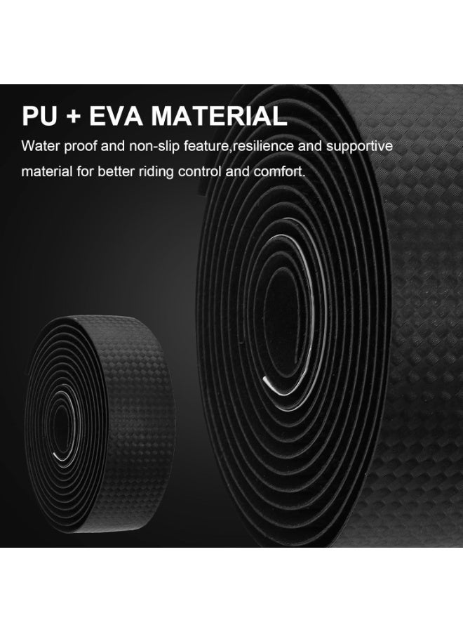 Arabest 2 Pcs Bike Handlebar Tape, Self Adhesive Bike Grip Tape with Grip Plug Cycling Handle Wraps Carbon Pattern EVA PU Bicycle Handlebar Tapes - Image 5