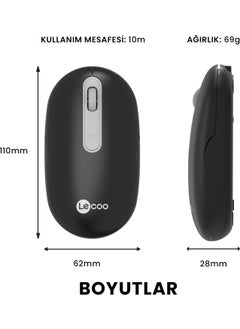 lecoo Lenovo WS207 Rechargeable Wireless 1600DPI 4-Button Silent Compact Optical Mouse Black  - Image 5