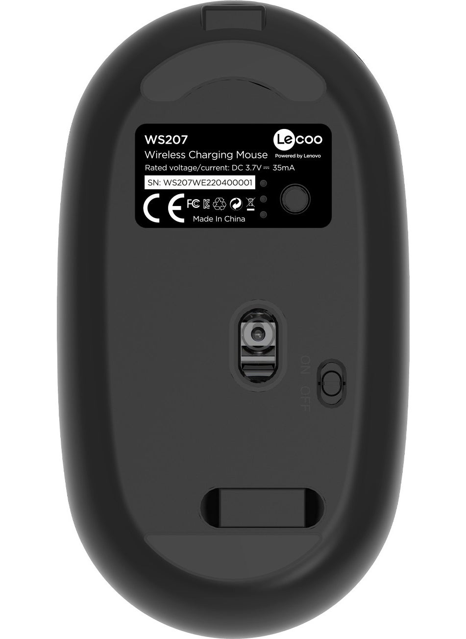 lecoo - Lenovo WS207 Rechargeable Wireless 1600DPI 4-Button Silent Compact Optical Mouse Black - Image 1