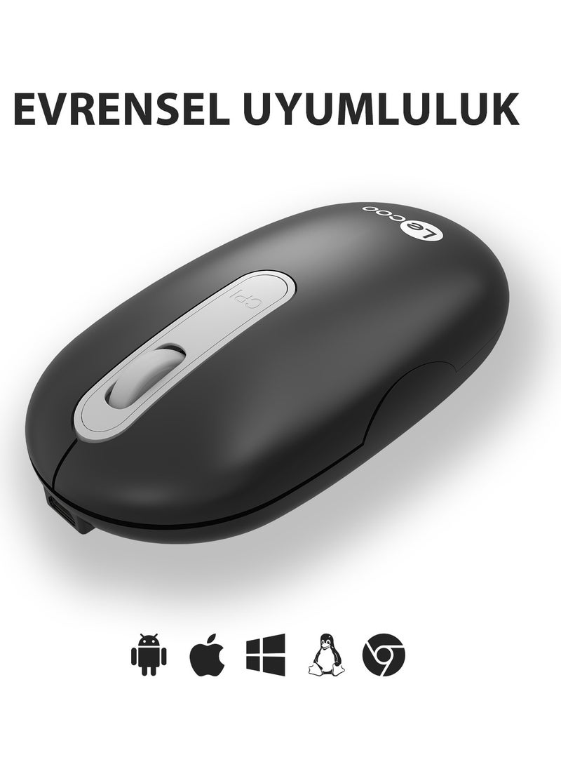 lecoo - Lenovo WS207 Rechargeable Wireless 1600DPI 4-Button Silent Compact Optical Mouse Black - Image 1