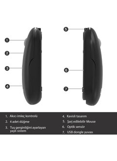lecoo Lenovo WS207 Rechargeable Wireless 1600DPI 4-Button Silent Compact Optical Mouse Black  - Image 3
