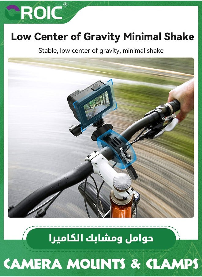 GROIC - Bike Motorcycle Handlebar Mount Accessories, Large Tube Roll Bar Stick Pole Clamp Holder for DJI Action 5 Pro 4/3 GoPro Max Hero 13 12 11 10 9 8 7 6 5 Insta360 X3 Ace Pro 2 DJI Osmo Pocket 3 - Image 1