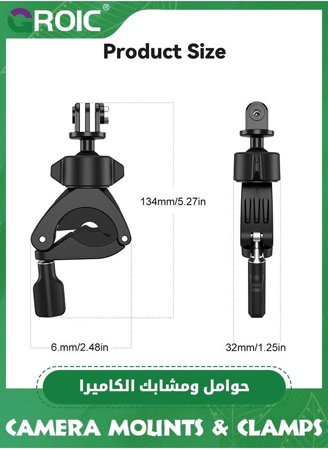 GROIC - Bike Motorcycle Handlebar Mount Accessories, Large Tube Roll Bar Stick Pole Clamp Holder for DJI Action 5 Pro 4/3 GoPro Max Hero 13 12 11 10 9 8 7 6 5 Insta360 X3 Ace Pro 2 DJI Osmo Pocket 3 - Image 1