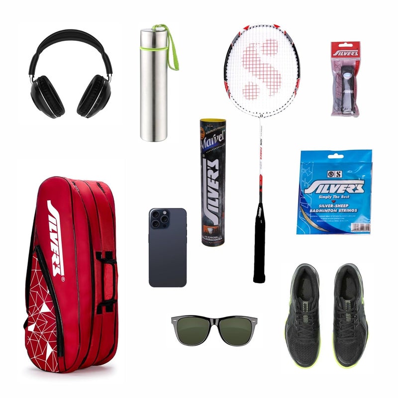 Silvers Phantom Badminton Kit-Bag (Red)|Double Zipper|Bag with Front Zipper Pocket, Polyester - Image 5