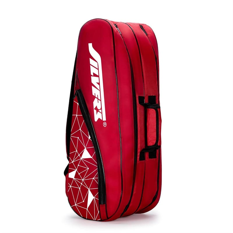 Silvers Phantom Badminton Kit-Bag (Red)|Double Zipper|Bag with Front Zipper Pocket, Polyester - Image 2