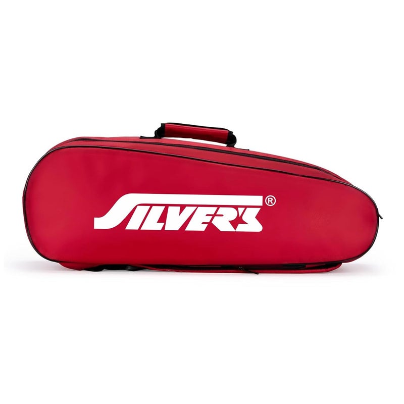 Silvers Phantom Badminton Kit-Bag (Red)|Double Zipper|Bag with Front Zipper Pocket, Polyester - Image 3