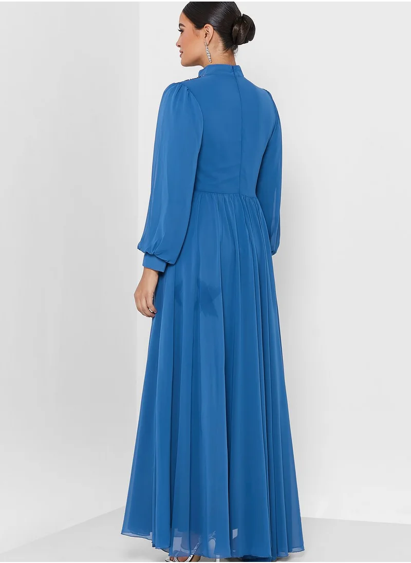 Khizana Embroidered Detail Shimmer Dress
