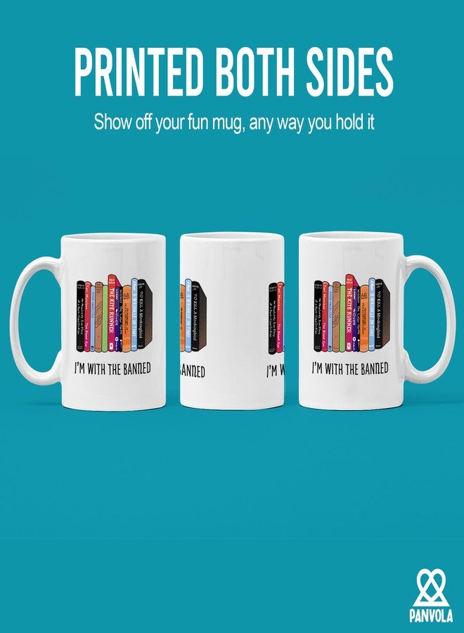 Panvola I’m With The Banned Book Lover Gifts Reader Librarian Reading Library Science Student Ceramic Mug 11oz White - Image 3