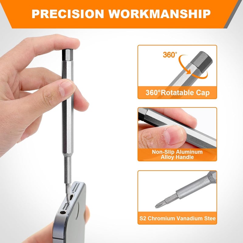 AHFLRITO Precision Screwdriver Set 25 in 1 Small Screwdriver Set Magnetic Mini Screwdriver Set with Case Electronics Repair Tool kit for Laptop iPhone Computer Phone Glasses Watch PS5 - Image 3