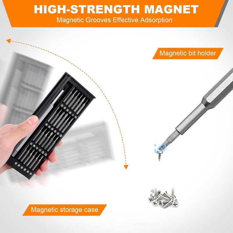 AHFLRITO Precision Screwdriver Set 25 in 1 Small Screwdriver Set Magnetic Mini Screwdriver Set with Case Electronics Repair Tool kit for Laptop iPhone Computer Phone Glasses Watch PS5 - Image 4