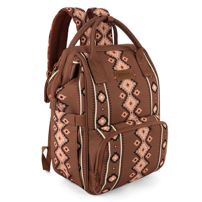 Wrangler Aztec Backpack Organized Daypack Travel Baby Bag with Stroller Strap and Side Bottle Pockets WG2204-9110CM - Image 1