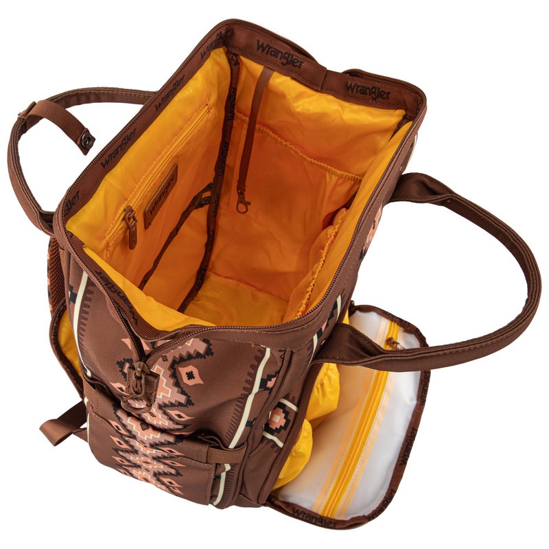 Wrangler Aztec Backpack Organized Daypack Travel Baby Bag with Stroller Strap and Side Bottle Pockets WG2204-9110CM - Image 3