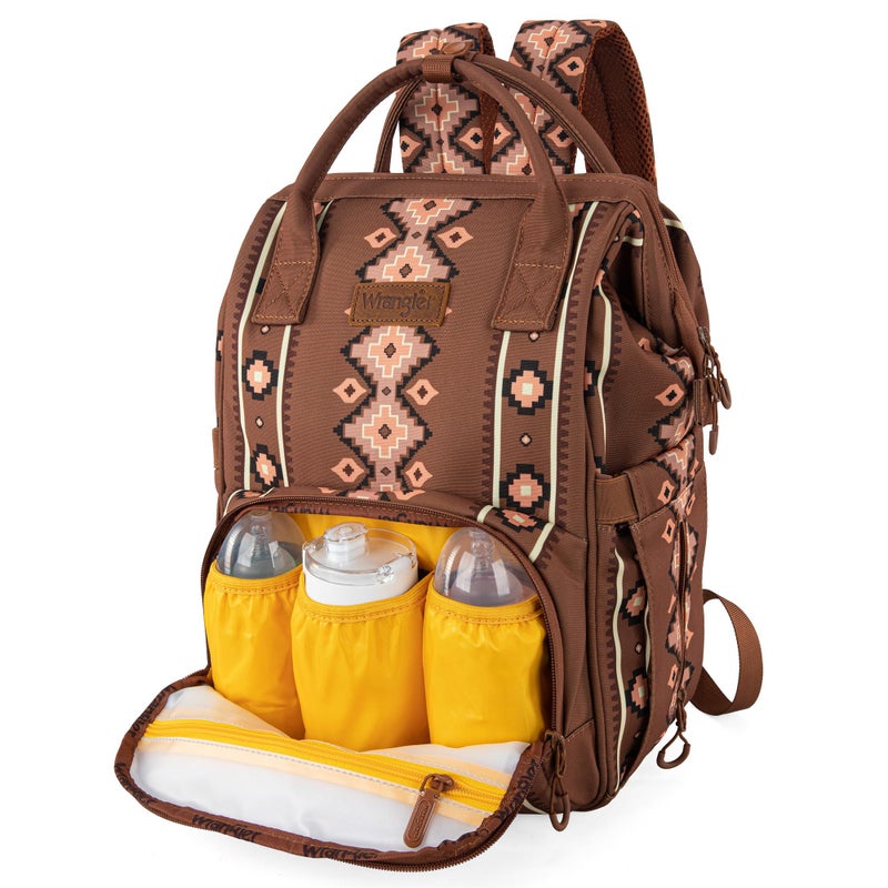 Wrangler Aztec Backpack Organized Daypack Travel Baby Bag with Stroller Strap and Side Bottle Pockets WG2204-9110CM - Image 2