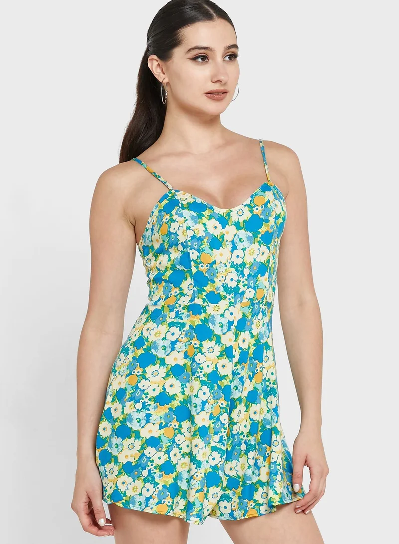 Miss Selfridge Strappy Floral Print Playsuit