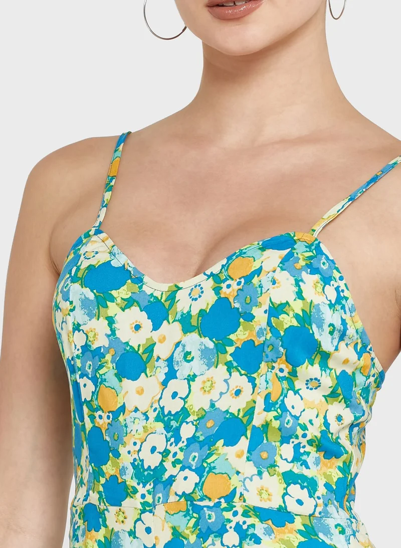 Miss Selfridge Strappy Floral Print Playsuit