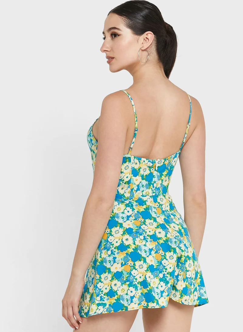 Miss Selfridge Strappy Floral Print Playsuit